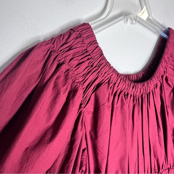 New Ulla Johnson Martine Dress Poplin Bordeaux Bateau Neckline Sz 2 - Picture 5 of 7